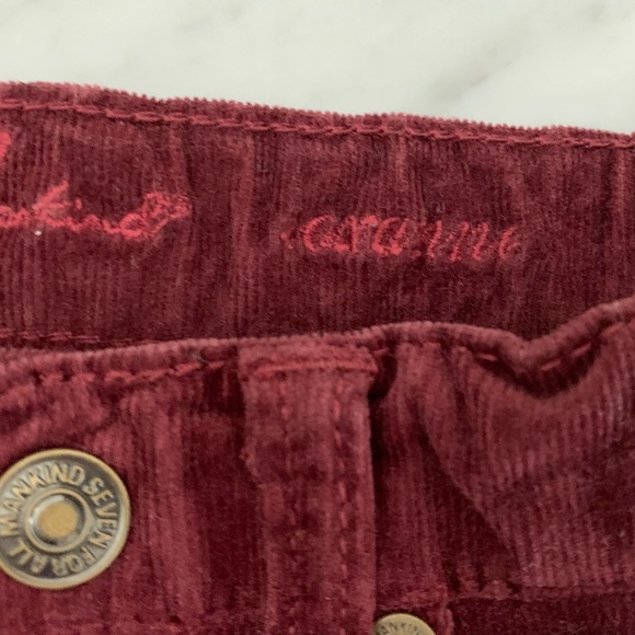 7 For All Mankind Girls Burgundy Velvet Jeans 6X - Picture 2 of 10